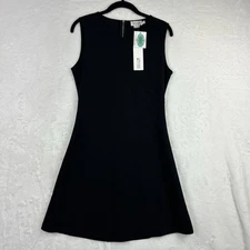 Molly Bracken Black Sleeveless Flare Slight Sparkle Knit Dress M Back Zip