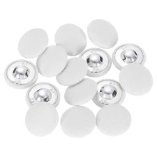 15Pcs Fabric Cloth Covered Button, 20mm 32L Metal Shank Buttons, White