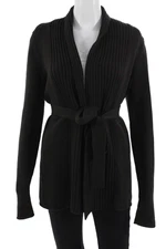 Elie Tahari, Women Cardigan Black 100% Merino Wool Long Sleeve Size S