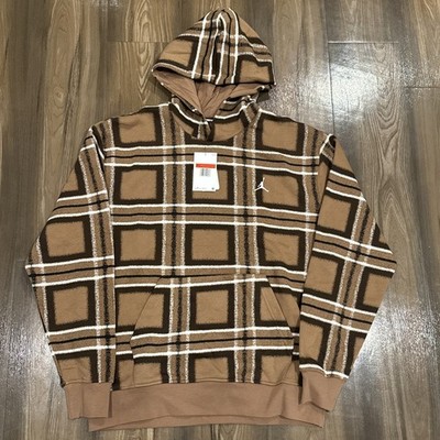 Air Jordan Essentials Fleece Pullover Hoodie Brown Sail FV7458-223 Men s Size L