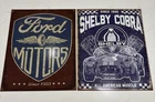 Vintage Ford, Shelby Cobra Tin Metal Sign Auto Garage Shop Lot Of 2