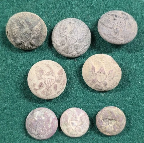 Lot of 8 Civil War U.S. General Service Eagle Buttons – Coats & Cuffs