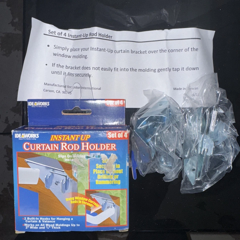 IdeaWorks Instant Up Curtain Rod Holders JI-16267-Set of 4 No Drill Renter - Image 2 of 2