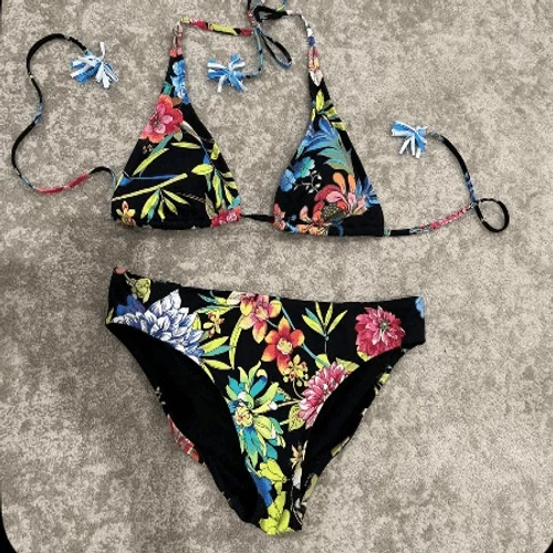 Top de bikini Johnny Was Dreamer negro para mujer talla XS/S Foto 2 de 4