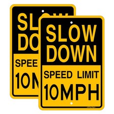 Joffreg Slow Down Speed Limit 10 MPH Sign,17 x12 2 Pack, 2 Pack