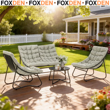 Conversation Set Four-Piece Curved Seat Garden with Loveseat Sofa Set - Grey