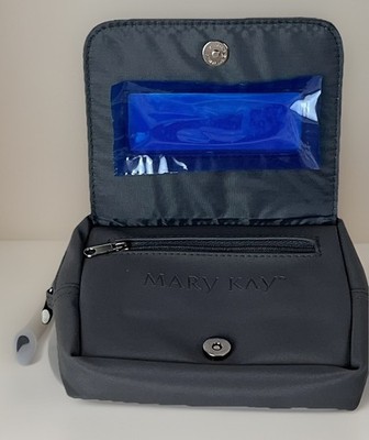New Mary Kay Very Hip Duo Cross Body Evening Make up Bag Gunmetal Gray Case