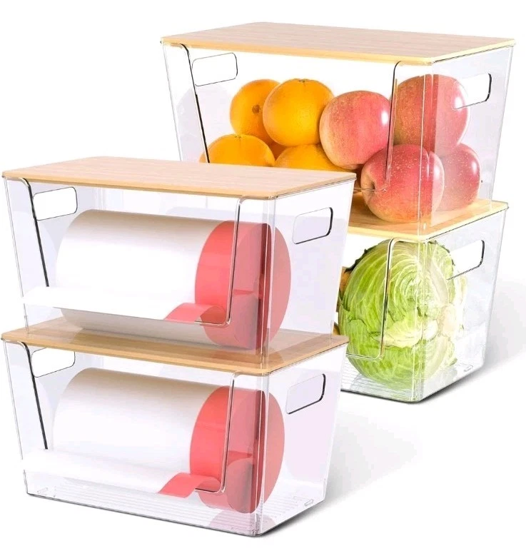 4-Pack Stackable Vegetable Containers for Pantry, Kitchen Countertop