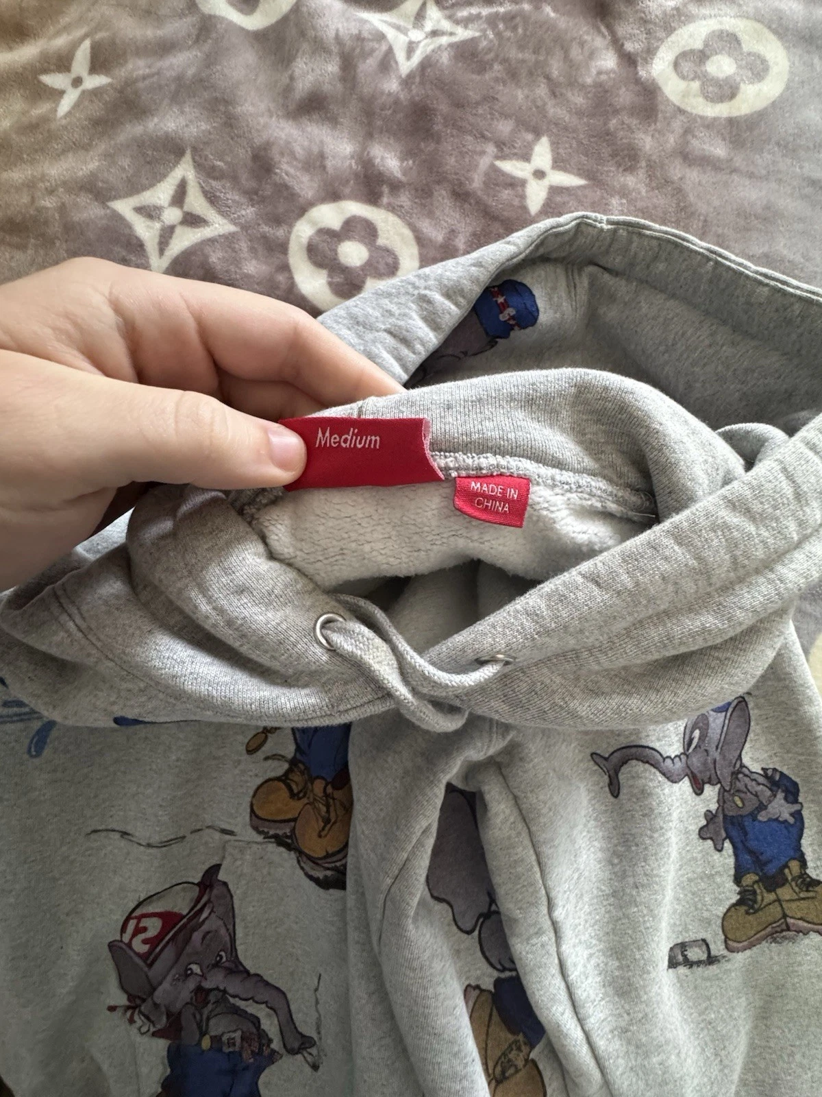 Felpa con cappuccio Supreme Elephant grigio medio