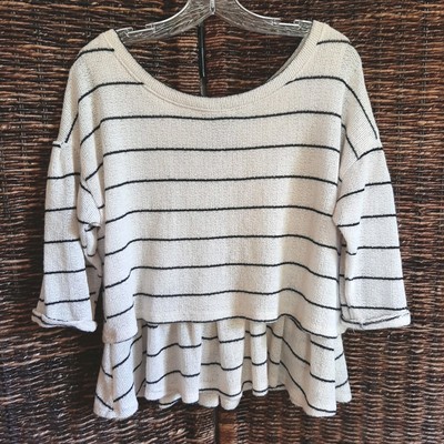 Anthropologie Postmark Latitudes Sweater Women's Medium Cream Nautical Coastal