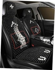 Black Wood Beaded Car Seat Cover - Breathable Cooling - Real Wood Bead