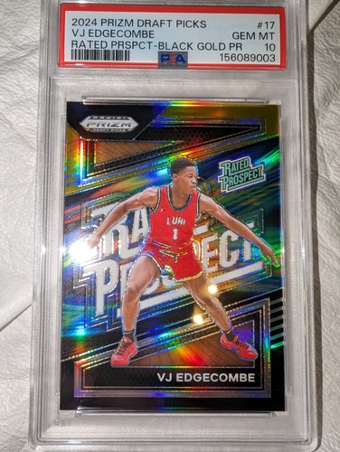 VJ Edgecombe [Black Gold] #17 2024 Panini Prizm Draft Picks Rated Prospect card