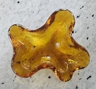 Vintage Mid Century Modern Blenko Glass Amber Freeform Amoeba Ashtray Bowl Dish
