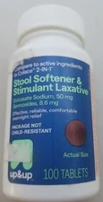 Up & Up Stool Softener & Stimulant Laxative Tablets - 100 Count - Exp: 01/2028