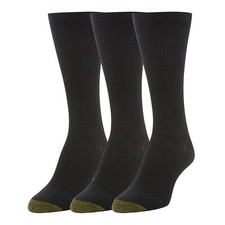 Women's Non-Binding Ribbed Crew Socks 3-Pairs Black Medium