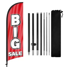 FSFLAG Big Sale Feather Flag 8FT Banner with Pole and Stake for Retail Promotion