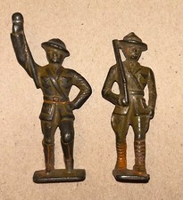 GREY IRON  MARCHING SOLDIER AND DRUM MAJOR  TWO TOY SOLDIERS VINTAGE