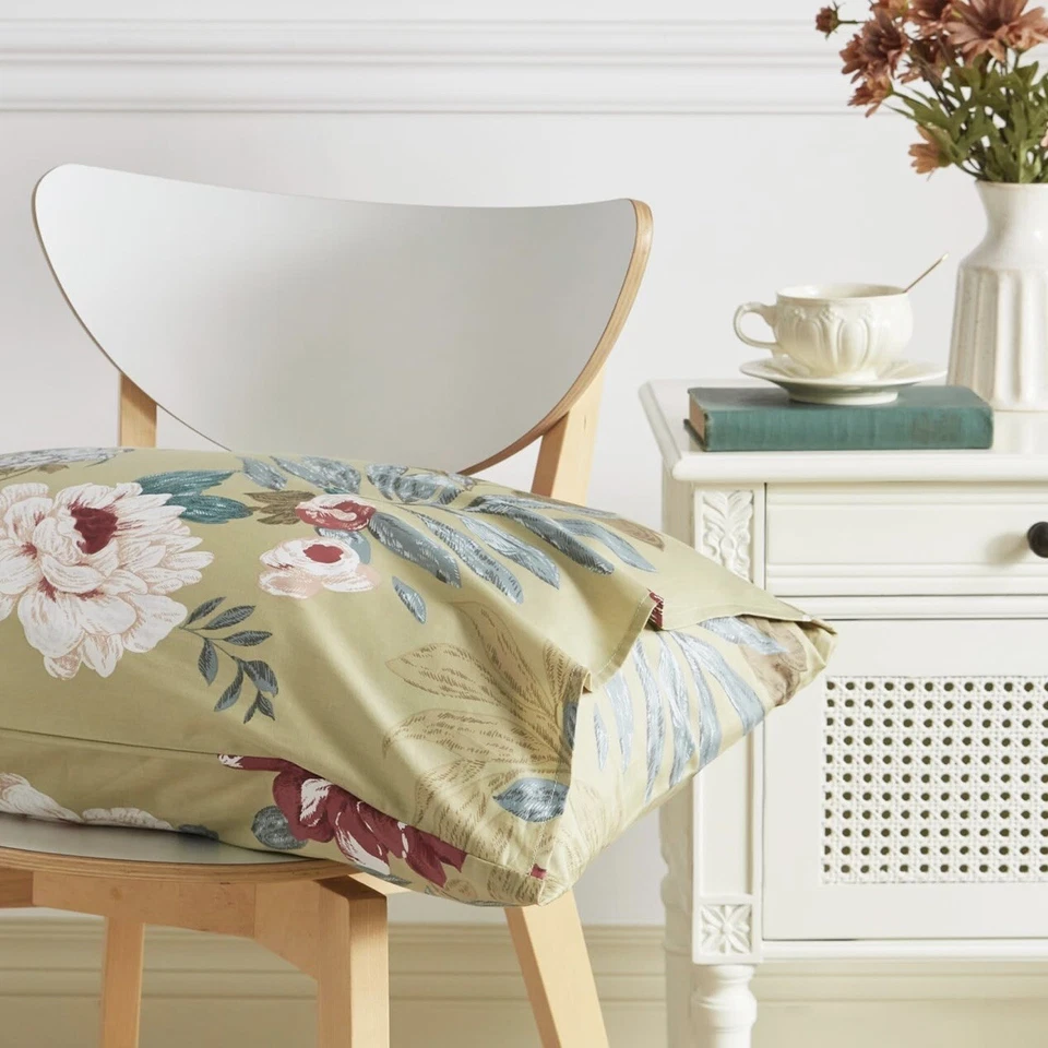 NUEVO Juego de edredón ropa de cama Anthropologie amarillo floral algodón egipcio boho tamaño king Foto 2 de 4