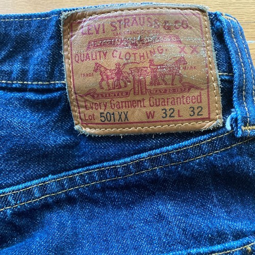 VINTAGE 1947 STILE LEVIS 501XX BIG E JEANS UOMO BLU INDACO CIMELLA DENIM 32 - Foto 5 di 13