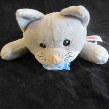 Melissa and Doug Cat Kitten Kitty Plush Gray Stuffed Animal 8  green collar