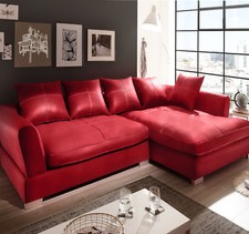 Design Couchgarnitur Rot Big Sofa K-Leder EckSofa Wohnlandschaft Megasofa Rechts