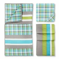 ZUMA BABY 3PC CRIB BEDDING SET, BLUE/GREEN