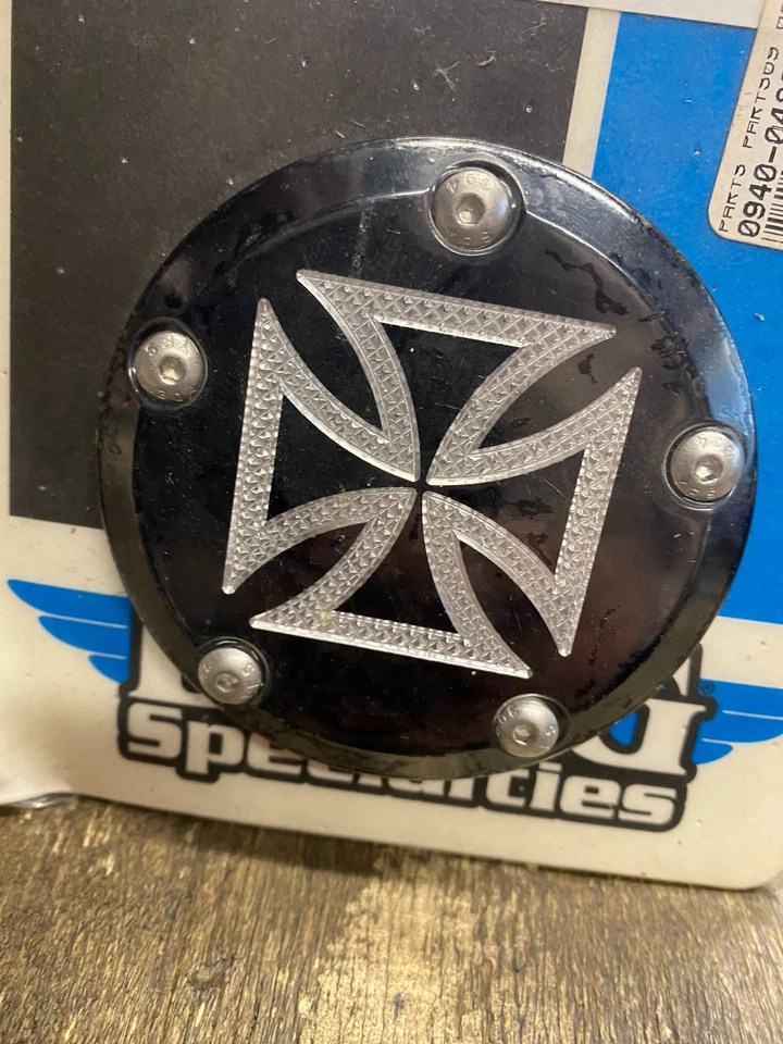 Accutronix Timer Points Cover Harley Maltese Cross Black Dyna FLH Softail FXD - Image 3 of 4