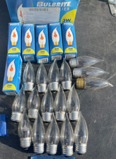 Chandelier, 3 Watt, 130 Volt Bulb. Flicker Bulb. Flame Tip Clear Bulbrite 23