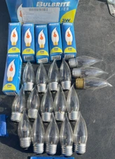 Chandelier, 3 Watt, 130 Volt Bulb. Flicker Bulb. Flame Tip Clear Bulbrite (23)