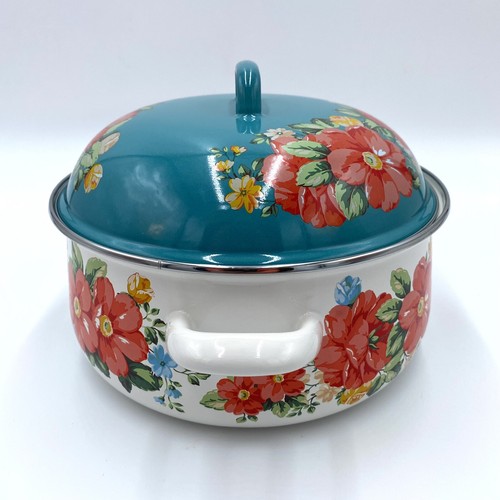 The Pioneer Woman Vintage Floral 4 Quart Enameled Steel Dutch Oven Soup Pot - Picture 5 of 17