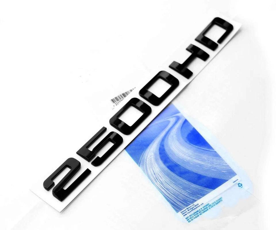 2x Insignia emblema OEM 2500HD para puerta Silverado Sierra negra Foto 4 de 4