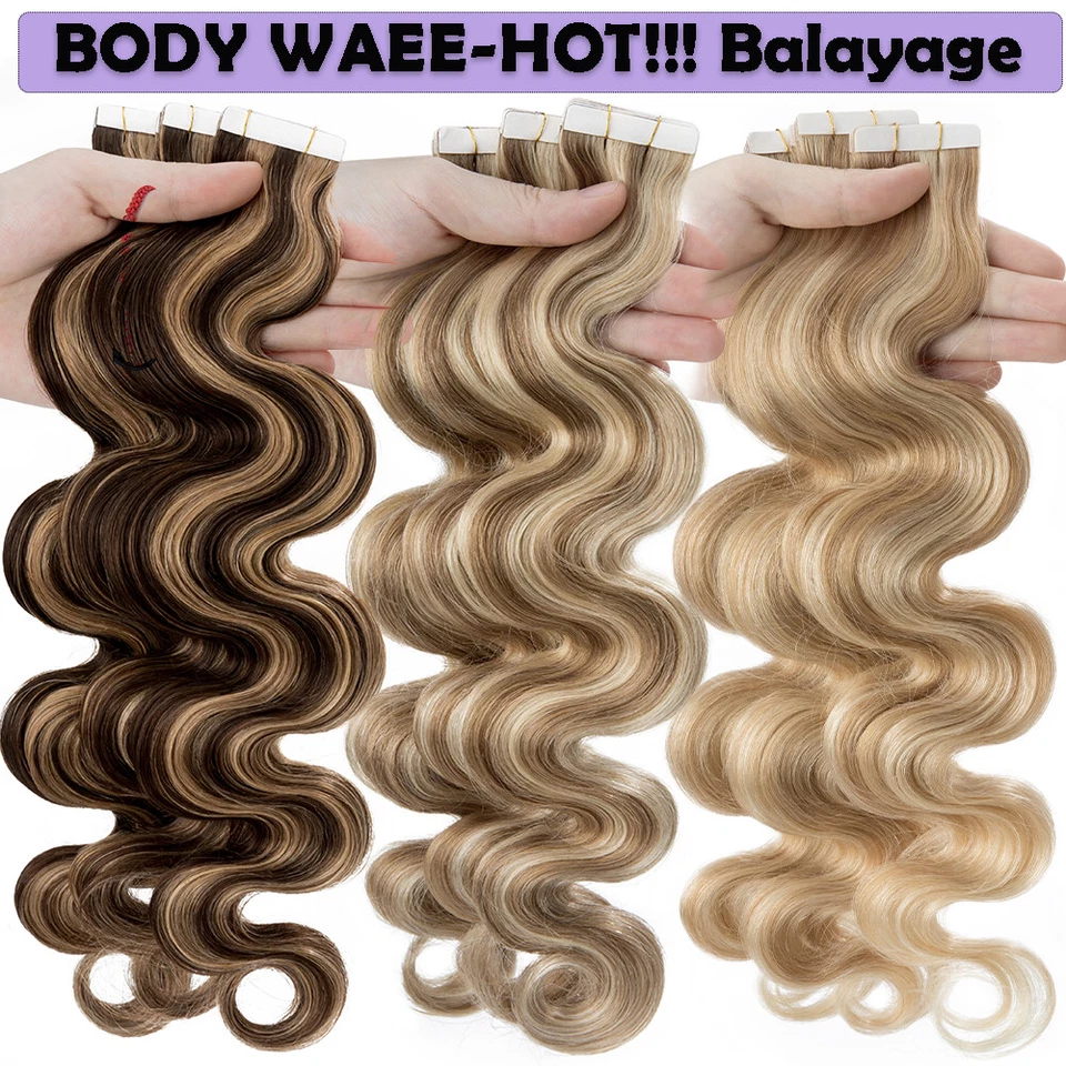 Invisible Body Wave Tape In Remy Human Hair Extensions Skin Weft THICK 150g Glue - Image 3 of 4