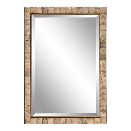 Uttermost Cocos Rectangular Coconut Shell and Iron Metal Mirror in Dark Gold - Picture 1 of 7