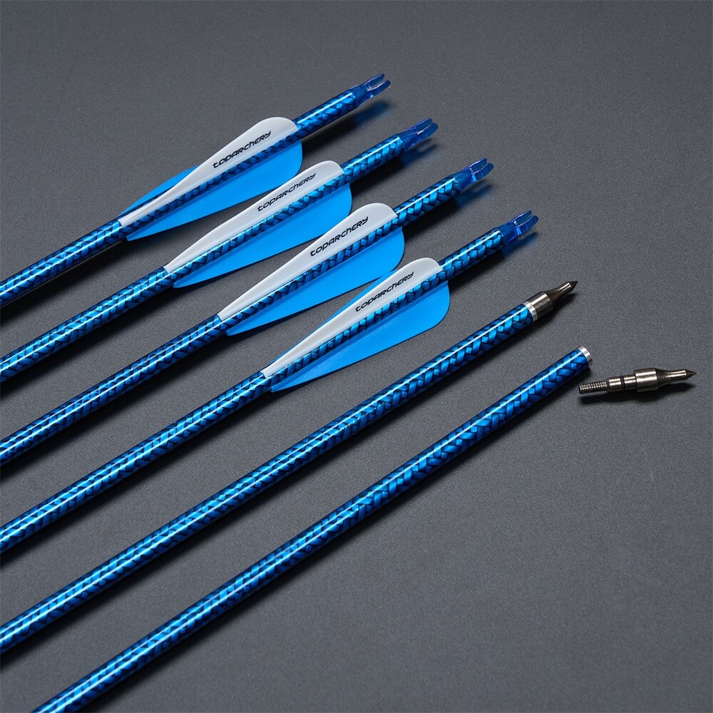 Archery 30" Carbon Arrows SPINE 500 for Compound Recurve Bow Hunting