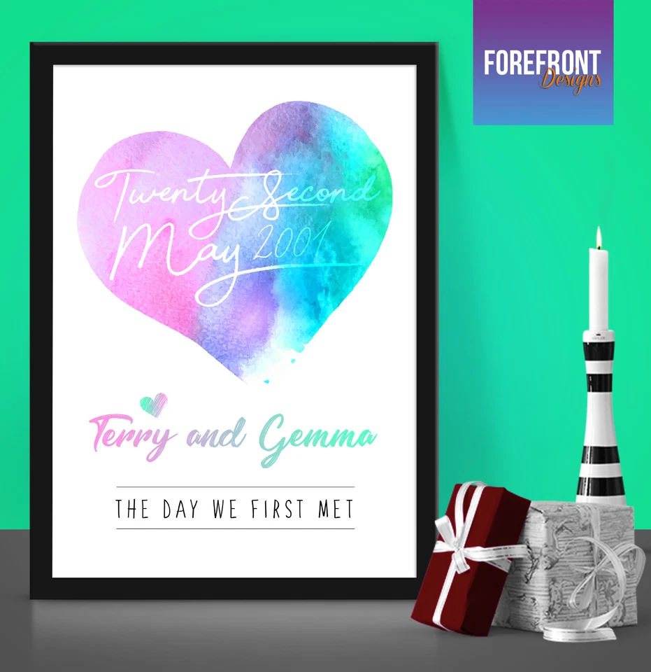 FOREFRONTDESIGNS Personalised Valentine's day gift print - DAY WE FIRST MET. Special keepsake