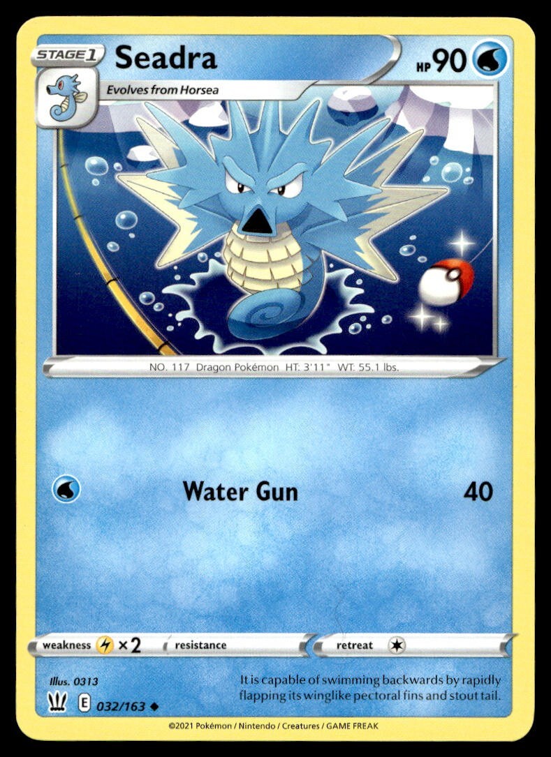 Seadra 32/163 Pokemon Card Battle Styles Uncommon 90 HP Near Mint H33