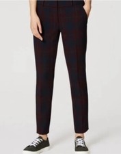 Ann Taylor Navy Plum Subdued Plaid Ankle Slim Stretch Dress Pants 4 NWT Career