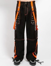 Fashion Gothic Pant Cyber Chain Goth Jeans Punk Rock Black and Orange Cotton