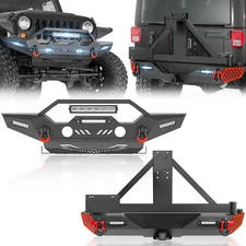 Front /Rear Bumper For 07-2018 Jeep Wrangler JK JKU Unlimited 2/4 Drs W/ D-rings