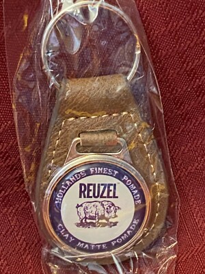 Blue & White Logo REUZEL KEY CHAIN/Leather FOB