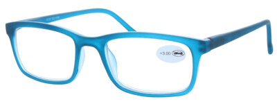 edle Lesebrille aus Kunststoff mit Federscharnier und inkl. Einstecketui in blau