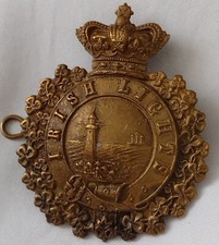 VICTORIAN Irish Lights Cap Badge QVC Brass 2 Lugs ANTIQUE Original