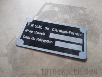 HOTCHKISS M201 ERGM 2 ALUMINIUM LABEL PLATE ..... - jeep willys
