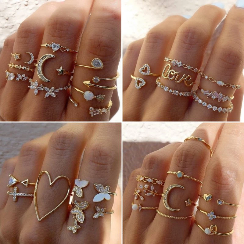 Double Finger Chain Rings for Women Ring Set Tassel Butterfly Cross Punk  Rings - China Rings and Jewelry price