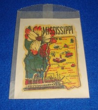Vintage Mississippi Souvenir Decal Unused and Mint New Old Stock