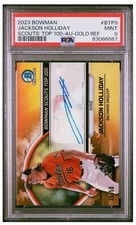 2023 Bowman Scouts Top 100 Gold Refractor Jackson Holliday AUTO /50 PSA 9 