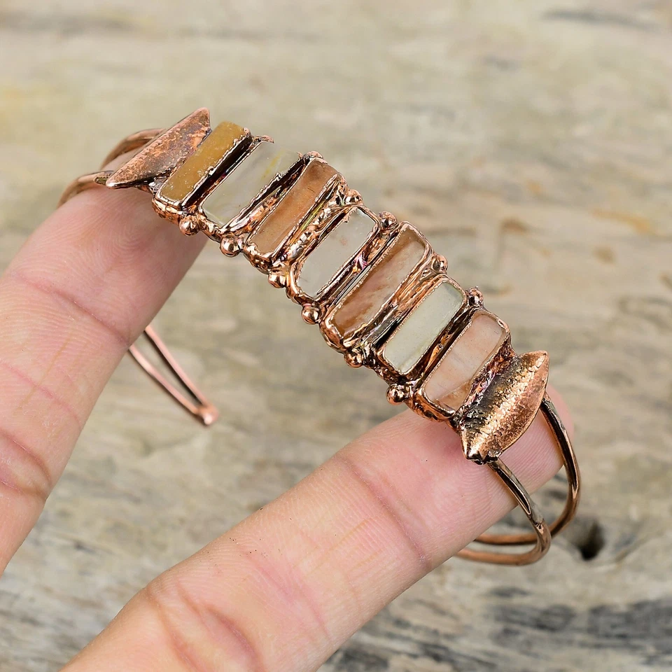 Brazalete ajustable electroformado regalo cobre cornalina joyería áspera para madre Foto 4 de 4