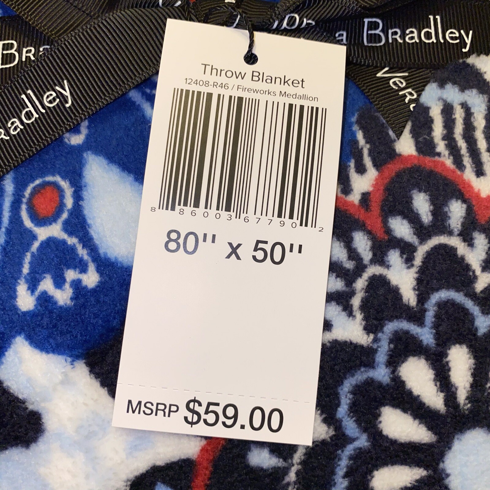 Vera Bradley Fireworks Medallion Throw Blanket 50in X 80in for sale