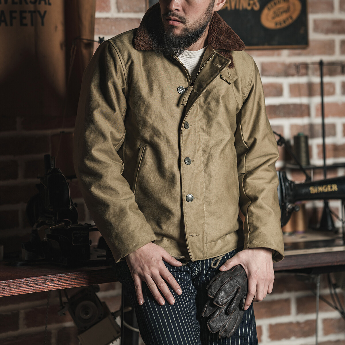 ブロンソンn-1 デッキジャケット BRONSON N-1 デッキジャケット ブロンソン USN ムートン レザー