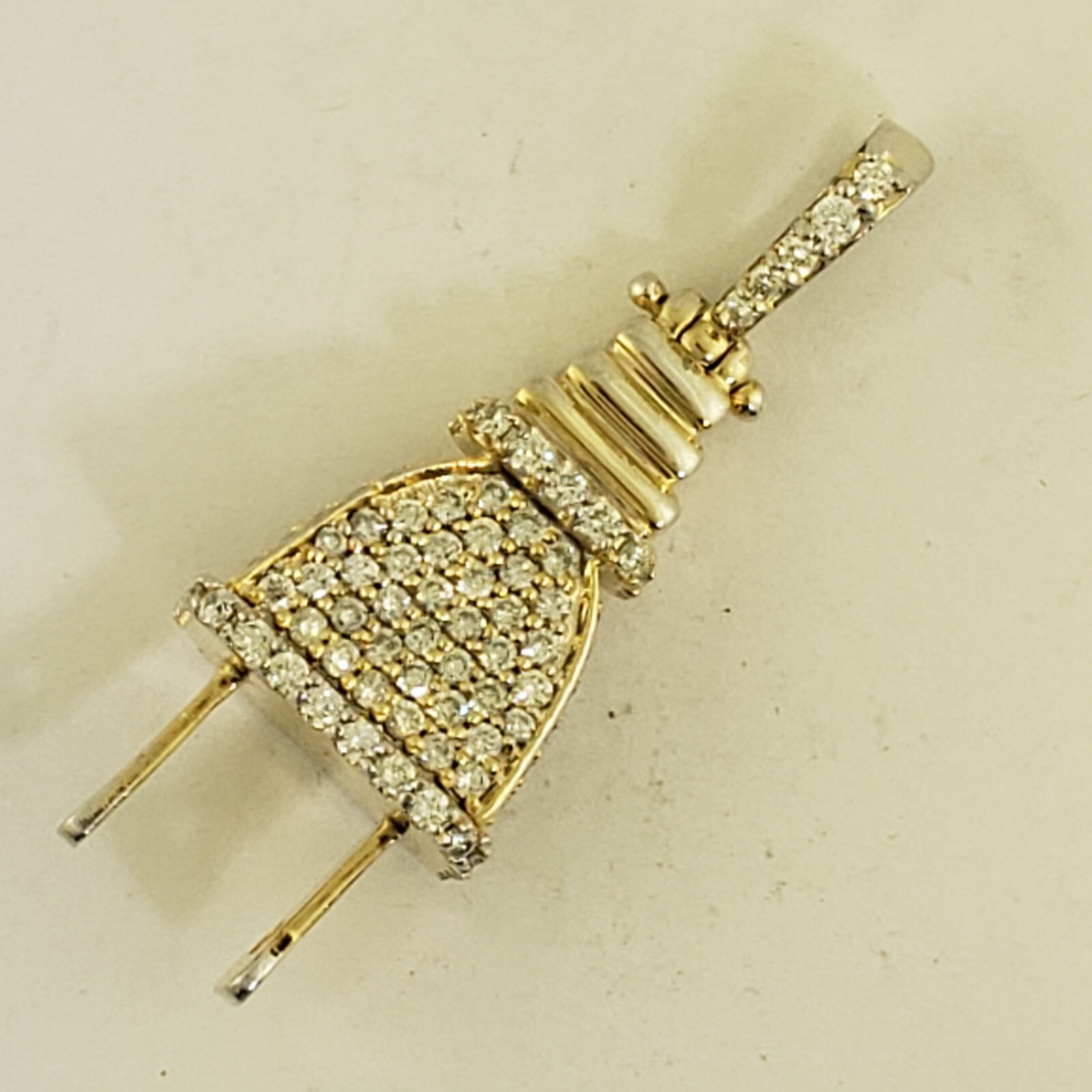 Plug Socket Solid 14 Karat Yellow Gold  with whit… - image 1